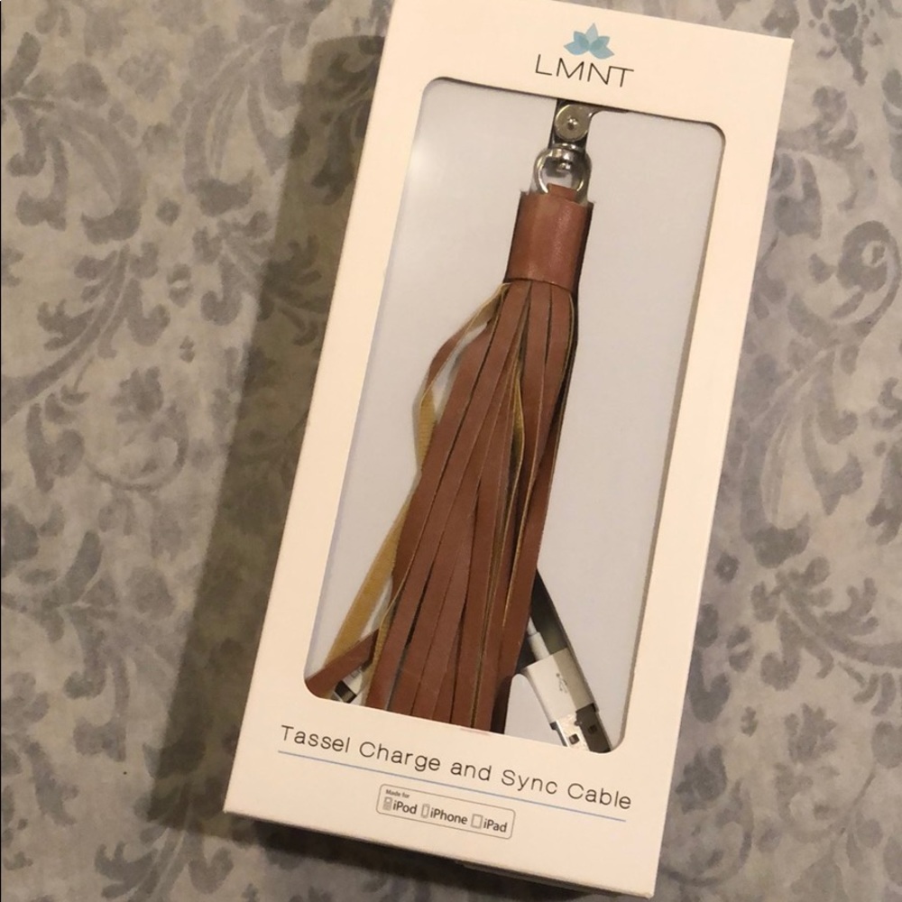 Faux Leather Tassel Iphone Charger and Sync Cable
